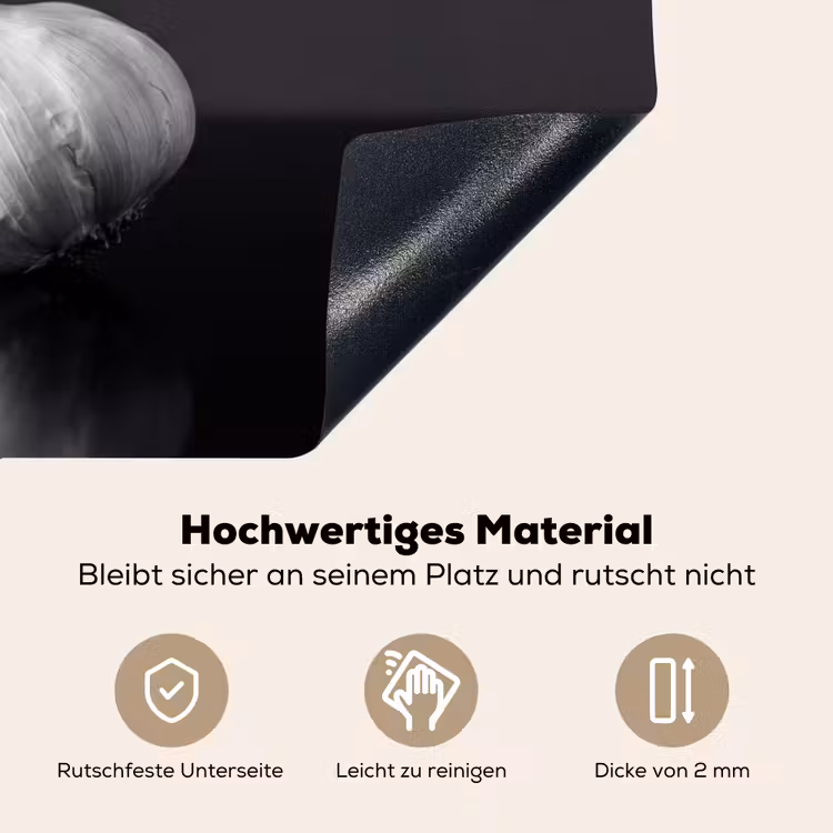 Knoflook - Zwart - Wit Inductie beschemer met haakjes klein -ky-onderkant-de