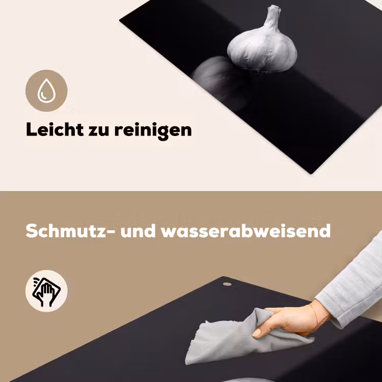 Knoflook - Zwart - Wit Inductie beschemer met haakjes klein -ky-schoon-de