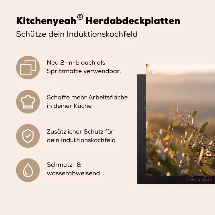 Koala - Bladeren - Ochtendlicht Inductie beschemer met haakjes klein -ky-usp-de