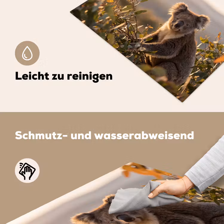 Koala - Bladeren - Ochtendlicht Inductie beschemer met haakjes klein -ky-schoon-de