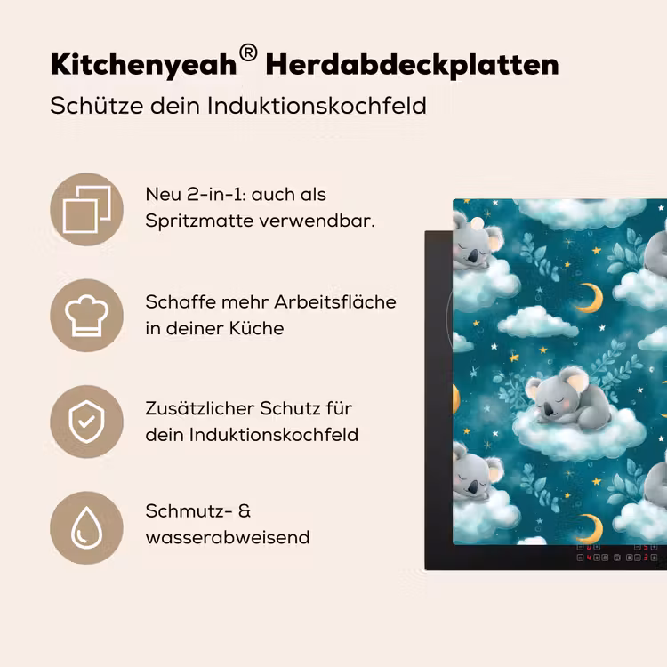Koala's - Betoverend - Blauw Inductie beschemer met haakjes klein 777 -ky-usp-de