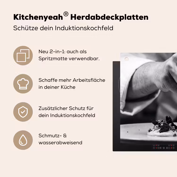 Chef - Garnering - Gerecht Inductie beschemer met haakjes klein -ky-usp-de