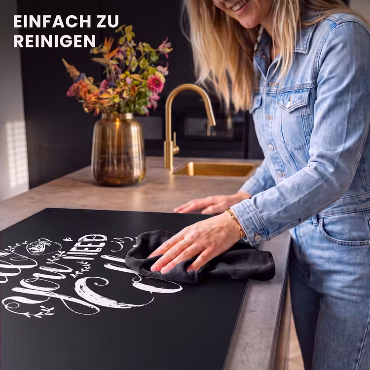 2-in-1 Herdabdeckplatte & Spritzschutz - Koffein Hingabe - Cafeïne Devotie Inductie beschemer met haakjes klein