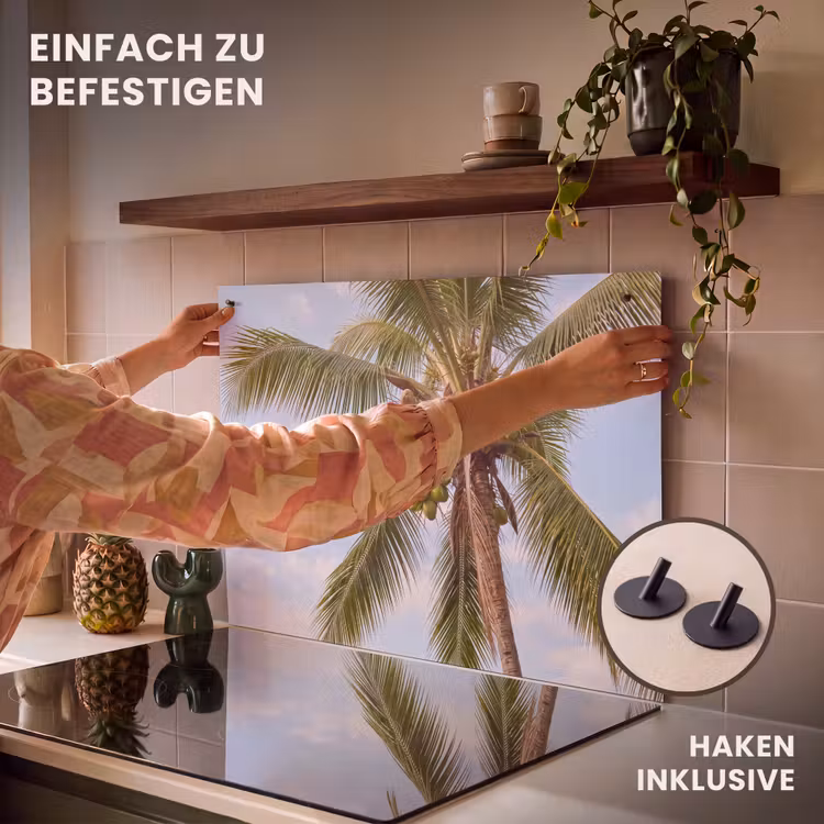 Kokosnoot - Boom - Tropisch - Natuur - Groen Inductie beschemer met haakjes klein -ky-ophangen-de