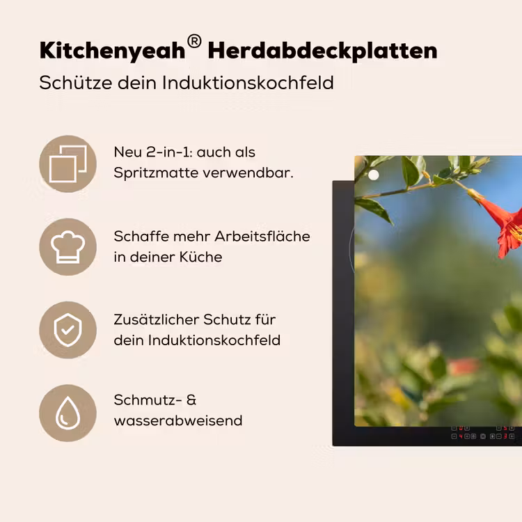 Kolibrie - Bloem - Natuur - Groen Inductie beschemer met haakjes klein -ky-usp-de