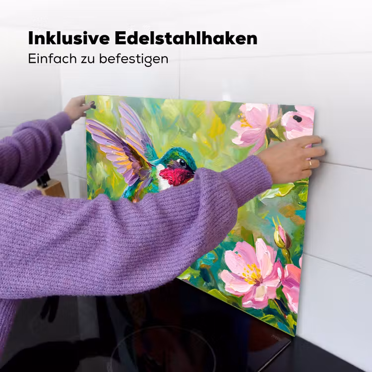 Kolibrie - Bloemen - Natuur - Kleurrijk Inductie beschemer met haakjes klein -ky-ophangen-de
