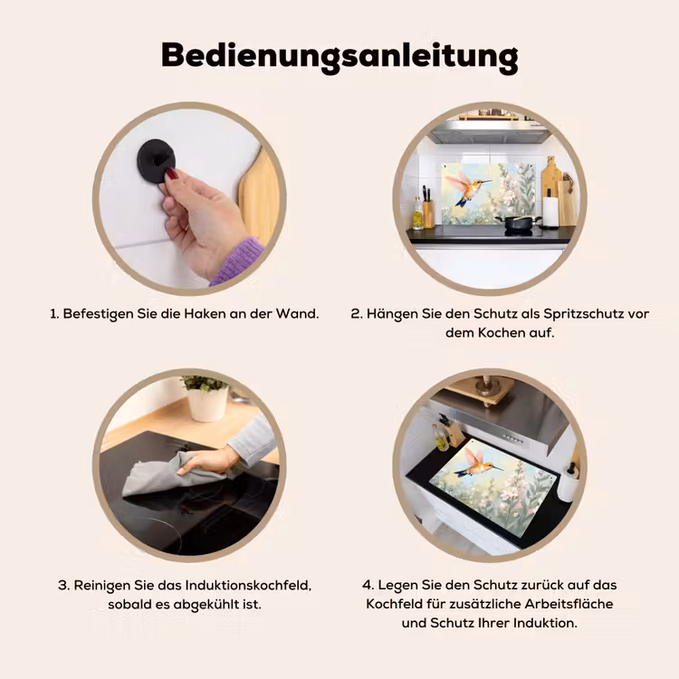 Kolibrie - Illustratie - Kleurrijk Inductie beschemer met haakjes klein -ky-gebruik-de