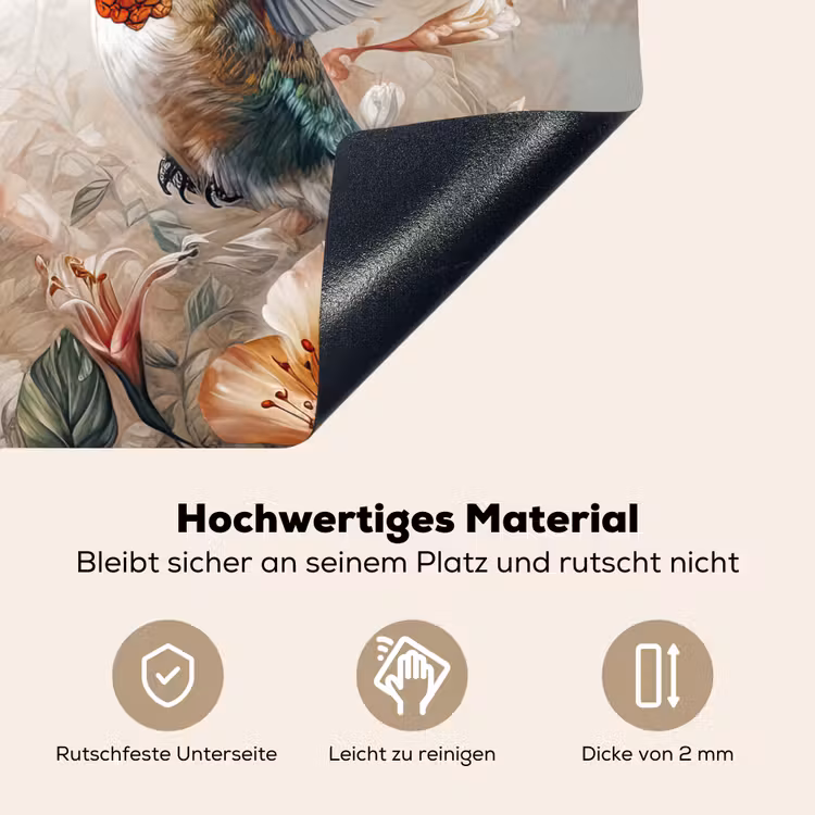 2-in-1 Herdabdeckplatte & Spritzschutz - Kolibri - Vögel - Blumen - Natur - Kolibrie - Vogels - Bloemen - Natuur Inductie beschemer met haakjes klein