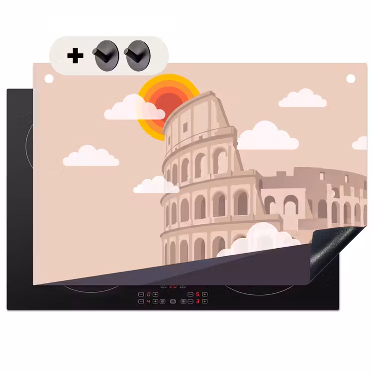 Colosseum - Zonsopgang - Rome - Architectuur - Beige Inductie beschemer met haakjes klein -3d