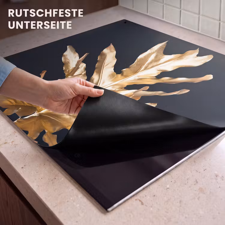 2-in-1 Herdabdeckplatte & Spritzschutz - Königliche Farnkrone - Koninklijke Varenkroon Inductie beschemer met haakjes middel