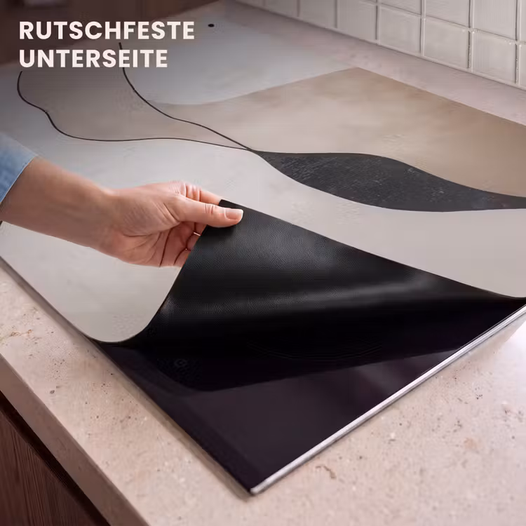 2-in-1 Herdabdeckplatte & Spritzschutz - Konturlinien - Abstrakte Landschaft - Contourlijnen - Abstracte landschap Inductie beschemer met haakjes klein