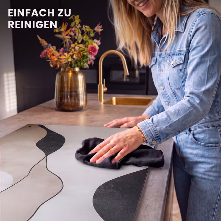 2-in-1 Herdabdeckplatte & Spritzschutz - Konturlinien - Abstrakte Landschaft - Contourlijnen - Abstracte landschap Inductie beschemer met haakjes klein