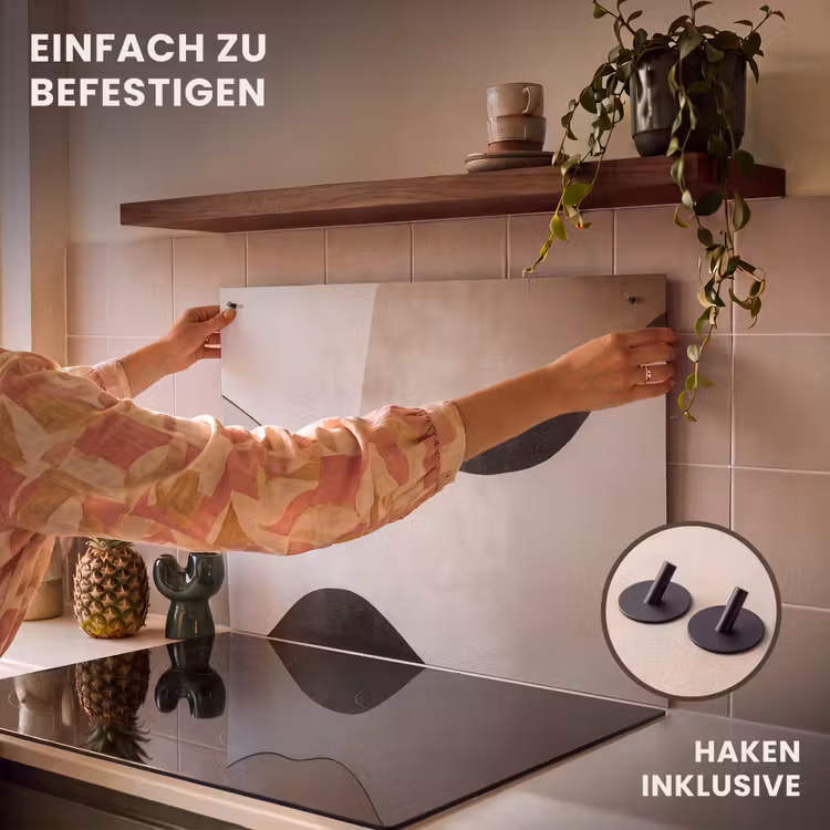 2-in-1 Herdabdeckplatte & Spritzschutz - Konturlinien - Abstrakte Landschaft - Contourlijnen - Abstracte landschap Inductie beschemer met haakjes klein