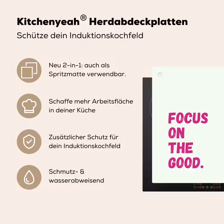 Focus on the good - Beige - Roze Inductie beschemer met haakjes klein -ky-usp-de