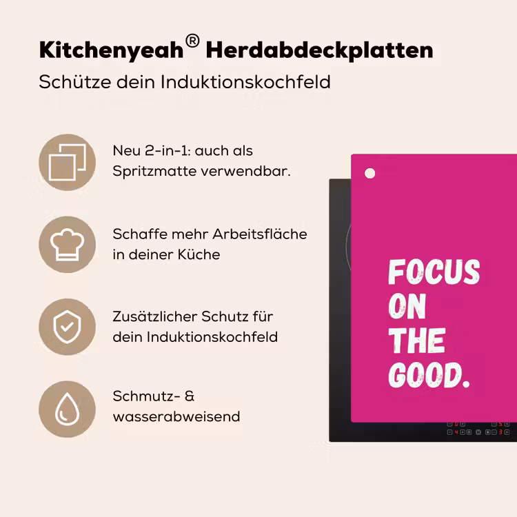 Focus on the good - Roze - Simple Inductie beschemer met haakjes klein -ky-usp-de