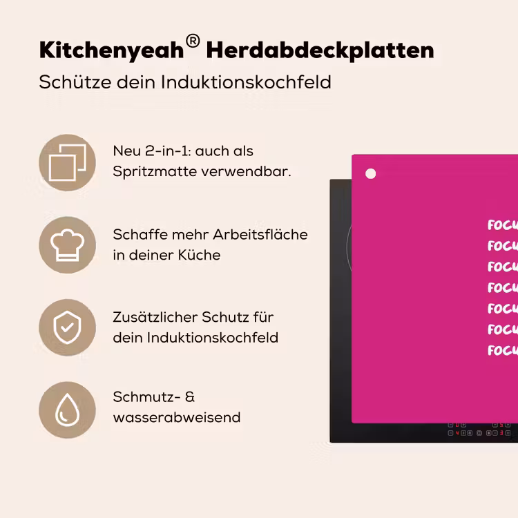 Focus on the good - Roze - wit Inductie beschemer met haakjes klein -ky-usp-de