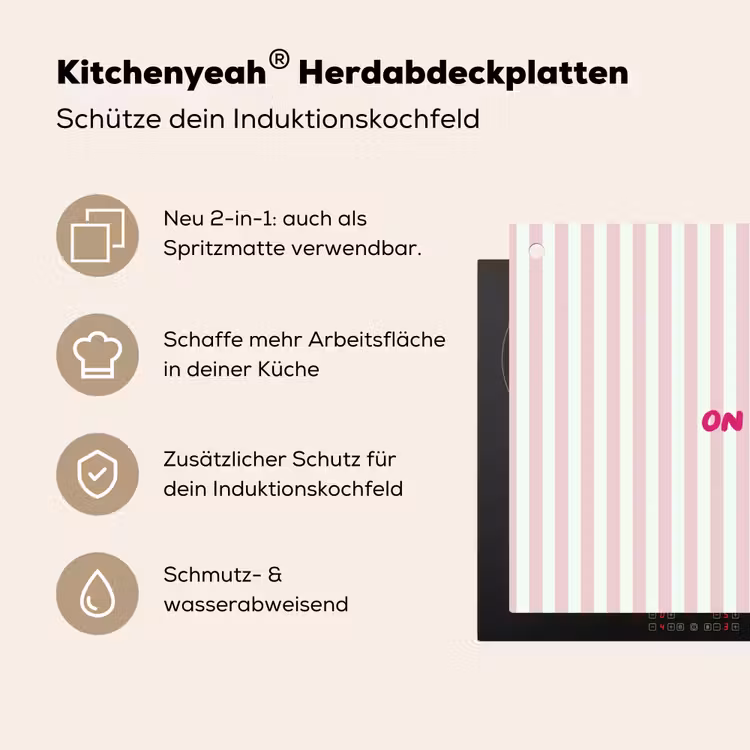 Focus on the good - Strepen - Roze - Smiley Inductie beschemer met haakjes klein -ky-usp-de