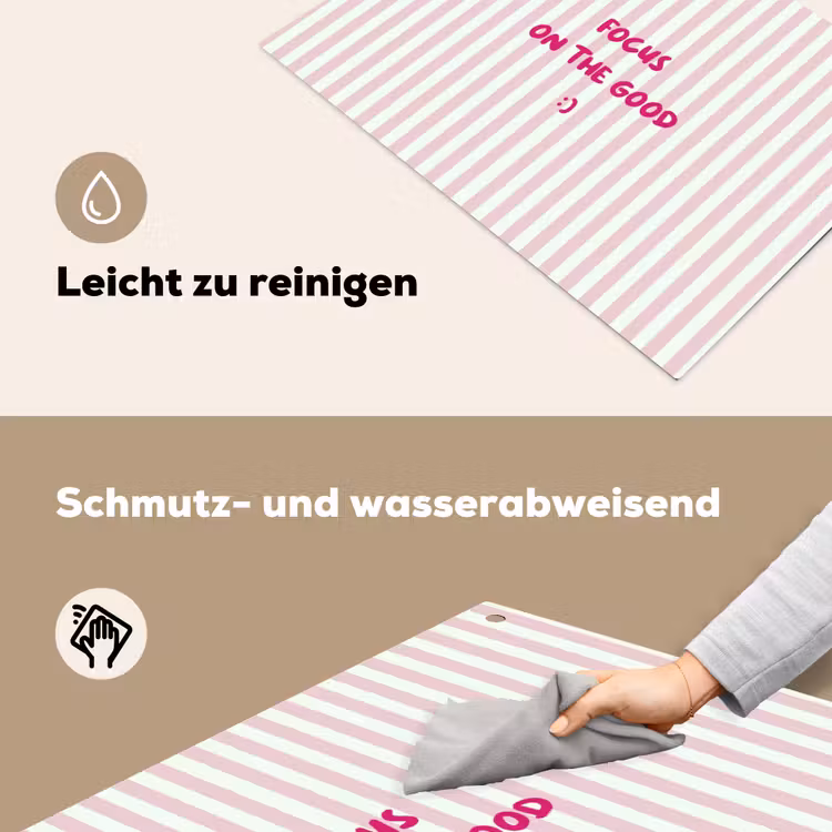 Focus on the good - Strepen - Roze - Smiley Inductie beschemer met haakjes klein -ky-schoon-de
