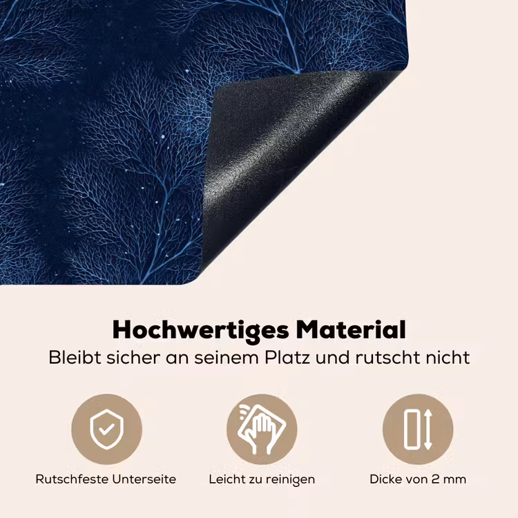 Koraal - Takken - Patroon - Nachtblauw Inductie beschemer met haakjes klein 777 -ky-onderkant-de