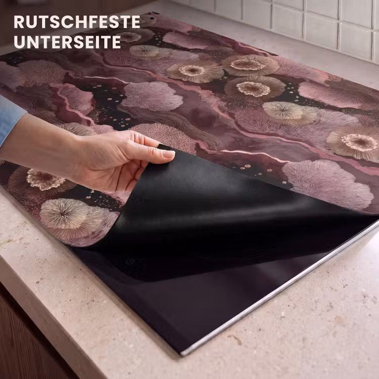 2-in-1 Herdabdeckplatte & Spritzschutz - Koralle - Bio - Rosa - Koraal - Organisch - Roze Inductie beschemer met haakjes klein 777