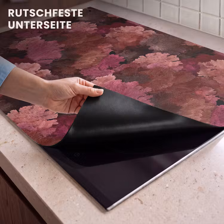 2-in-1 Herdabdeckplatte & Spritzschutz - Koralle - Textur - Farbenfroh - Koraal - Textuur - Kleurrijk Inductie beschemer met haakjes klein 777