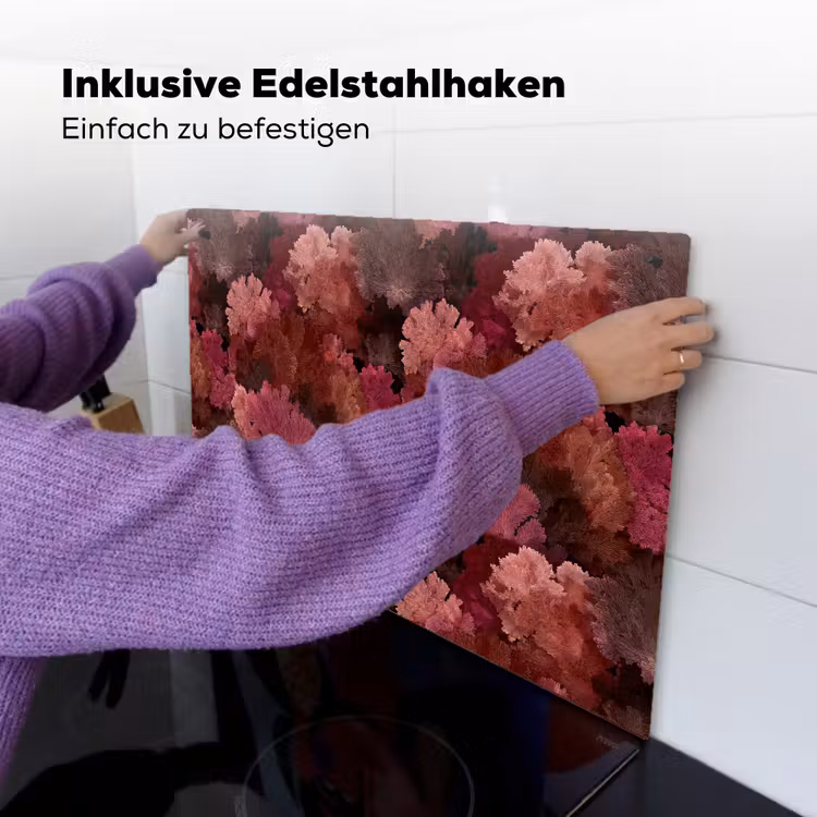2-in-1 Herdabdeckplatte & Spritzschutz - Koralle - Textur - Farbenfroh - Koraal - Textuur - Kleurrijk Inductie beschemer met haakjes klein 777