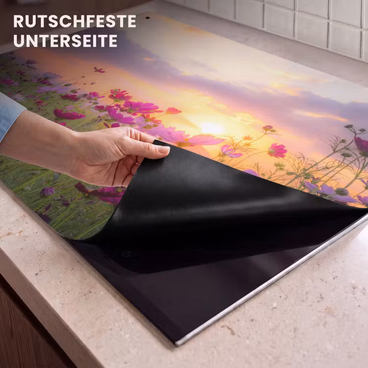 2-in-1 Herdabdeckplatte & Spritzschutz - Kosmos bei Sonnenuntergang - Cosmos bij Zonsondergang Inductie beschemer met haakjes klein