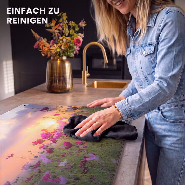 2-in-1 Herdabdeckplatte & Spritzschutz - Kosmos bei Sonnenuntergang - Cosmos bij Zonsondergang Inductie beschemer met haakjes klein