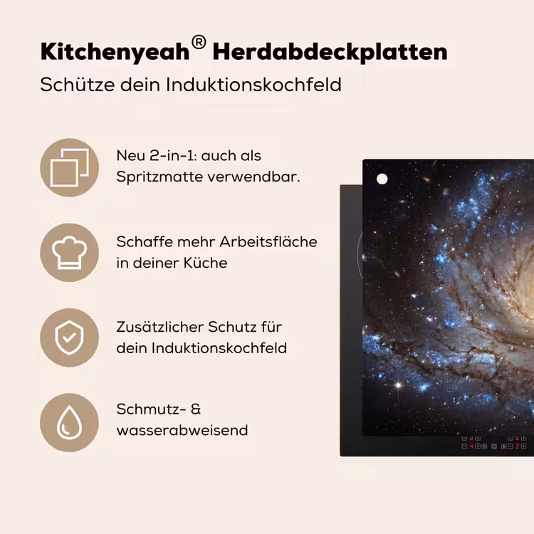 Kosmos - Sterrenstelsel - Donker Inductie beschemer met haakjes klein -ky-usp-de