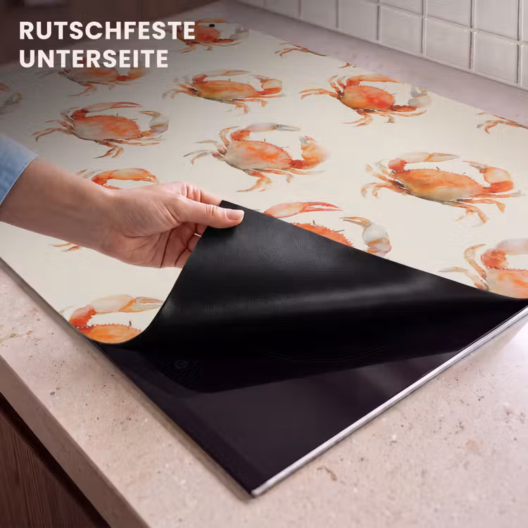 2-in-1 Herdabdeckplatte & Spritzschutz - Krabben - Muster - Orange - Krabben - Patroon - Oranje Inductie beschemer met haakjes klein 777