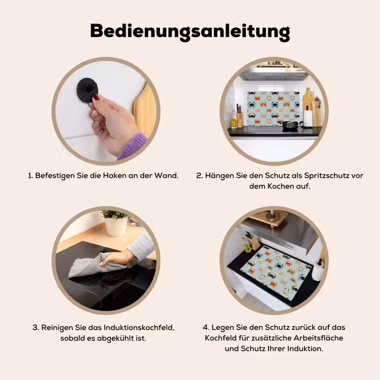 Krabben - Speels - Kleurrijk Inductie beschemer met haakjes klein 777 -ky-gebruik-de