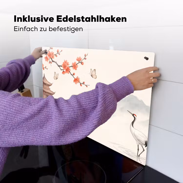 Kraanvogel - Azië - Klassiek Inductie beschemer met haakjes klein -ky-ophangen-de