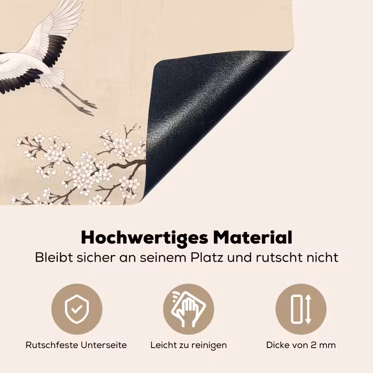 Kraanvogels - Bloesem - Beige Inductie beschemer met haakjes klein -ky-onderkant-de