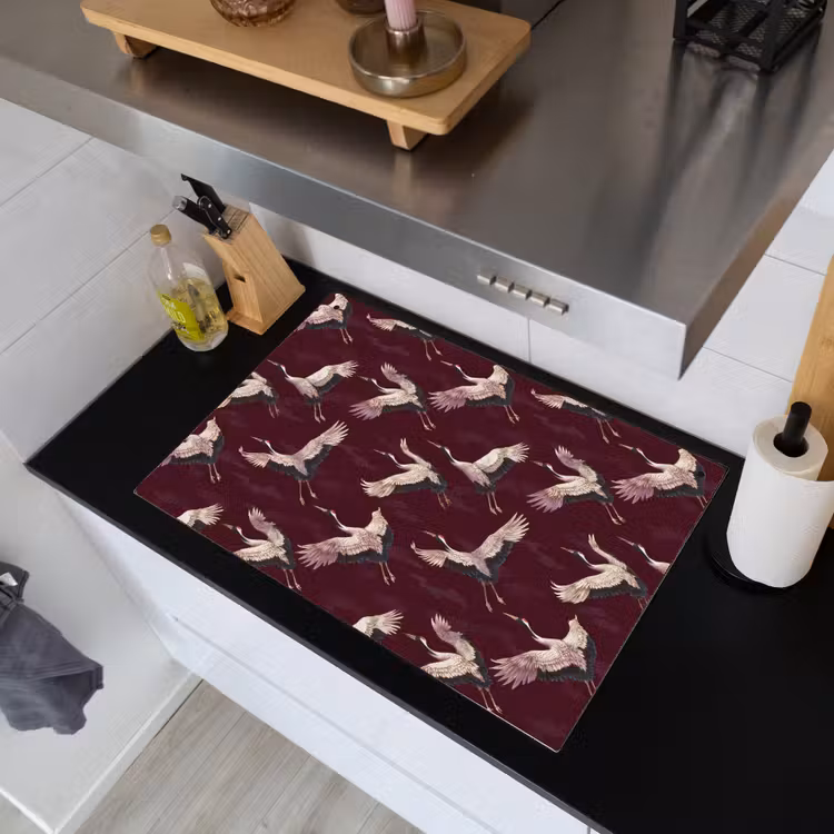Kraanvogels - Klassiek - Bordeaux Inductie beschemer met haakjes klein 777 -sfeer1