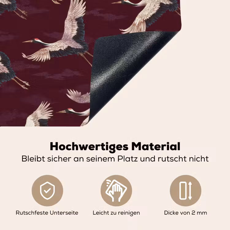Kraanvogels - Klassiek - Bordeaux Inductie beschemer met haakjes klein 777 -ky-onderkant-de