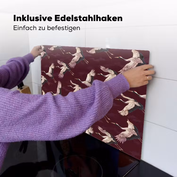 Kraanvogels - Klassiek - Bordeaux Inductie beschemer met haakjes klein 777 -ky-ophangen-de