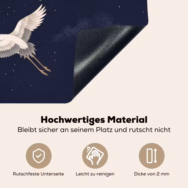 Kraanvogels - Nachthemel - Blauw Inductie beschemer met haakjes klein -ky-onderkant-de