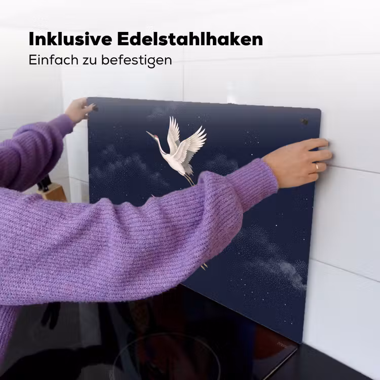 Kraanvogels - Nachthemel - Blauw Inductie beschemer met haakjes klein -ky-ophangen-de