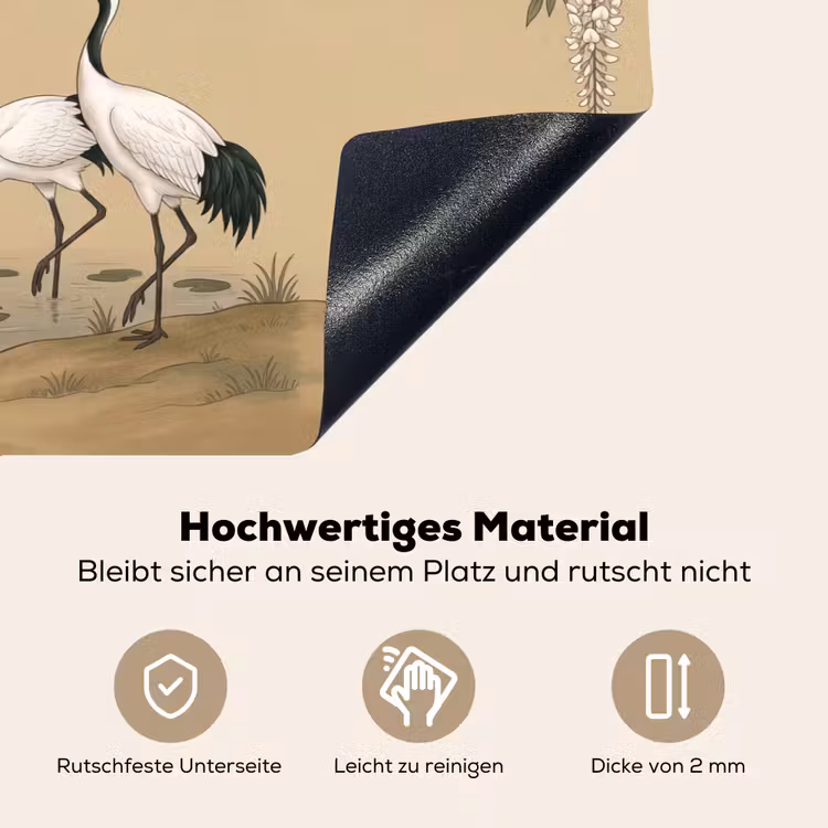 Kraanvogels - Water - Beige Inductie beschemer met haakjes klein -ky-onderkant-de