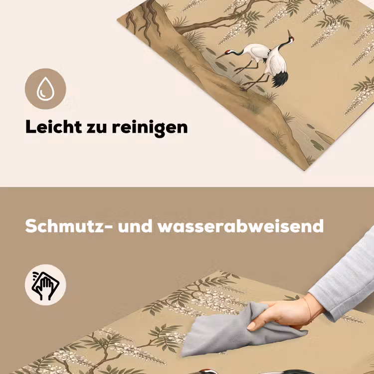 Kraanvogels - Water - Beige Inductie beschemer met haakjes klein -ky-schoon-de