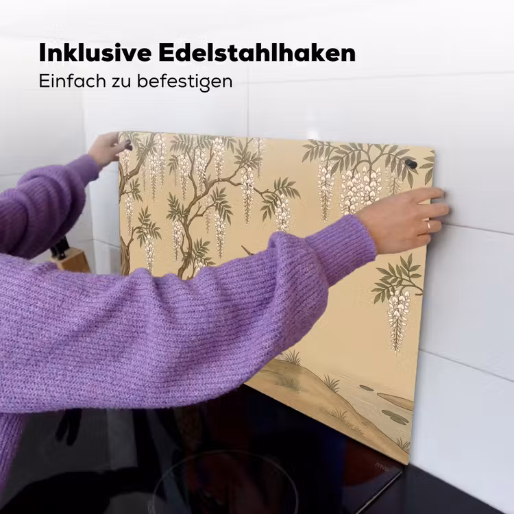 Kraanvogels - Water - Beige Inductie beschemer met haakjes klein -ky-ophangen-de