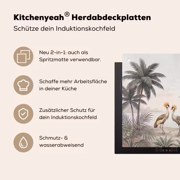 Kraanvogels - Palmbomen - Tropisch Inductie beschemer met haakjes klein -ky-usp-de