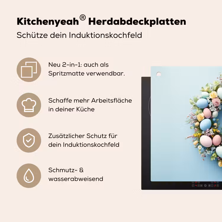 Krans - Eieren - Bloemen Inductie beschemer met haakjes klein -ky-usp-de