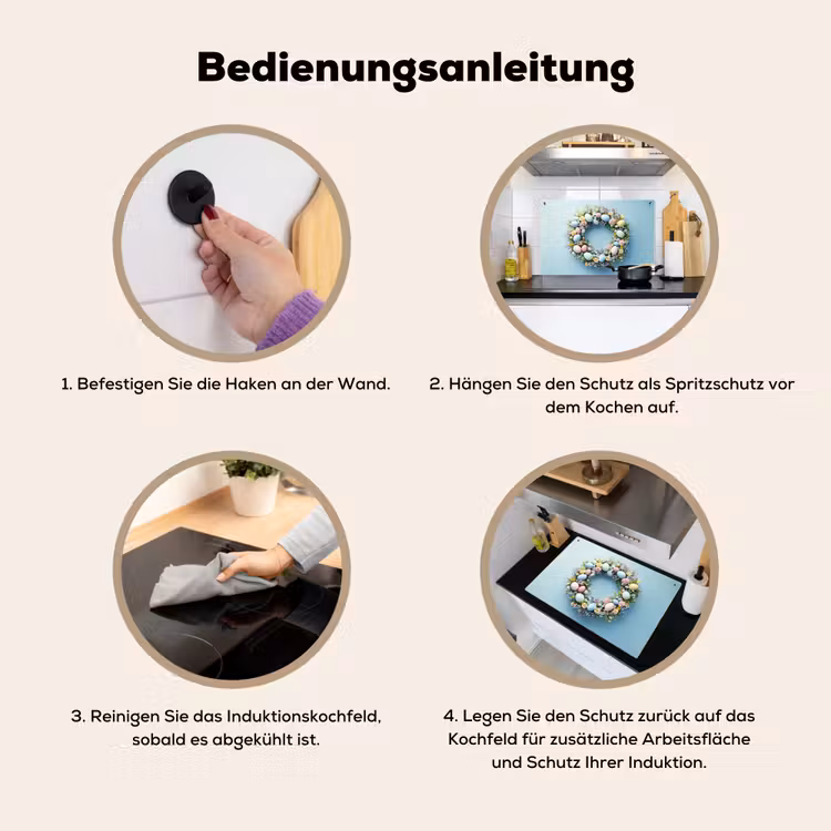 Krans - Eieren - Bloemen Inductie beschemer met haakjes klein -ky-gebruik-de