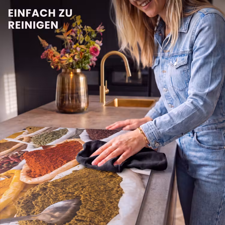 2-in-1 Herdabdeckplatte & Spritzschutz - Kräuter – Markt – Essen - Kruiden - Markt - Eten Inductie beschemer met haakjes klein