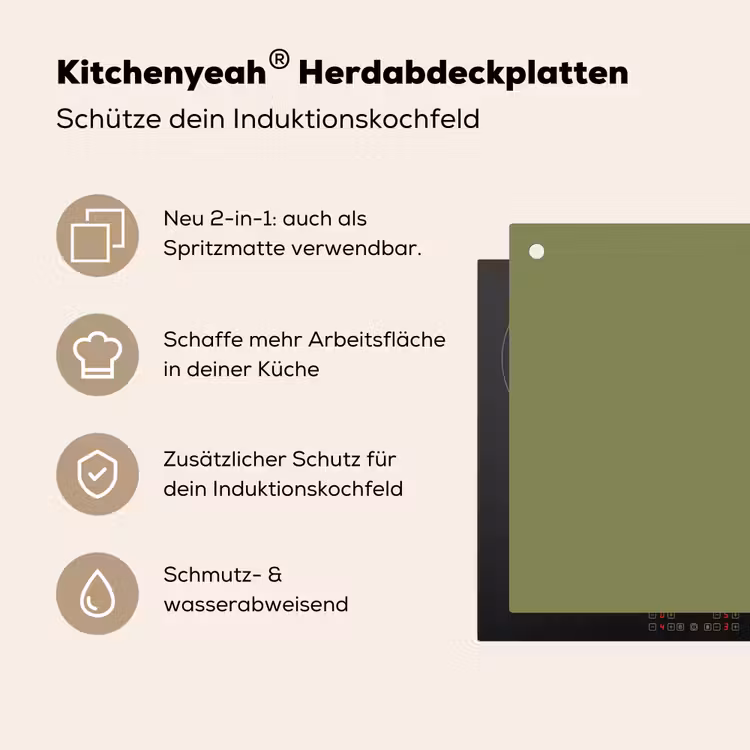 Herbal - Matcha - Groen Inductie beschemer met haakjes klein 777 -ky-usp-de