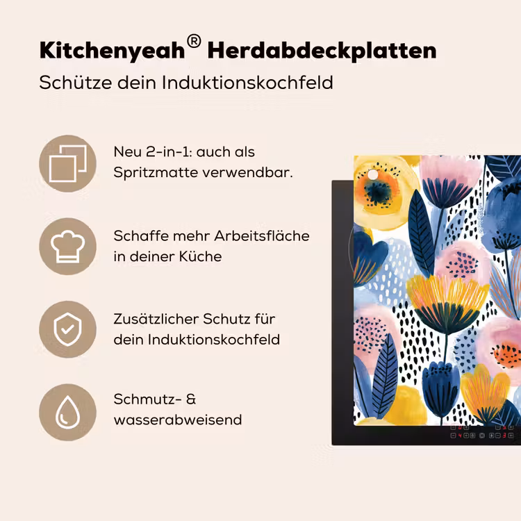 Creatief - Patroon - Kleurrijk Inductie beschemer met haakjes klein 777 -ky-usp-de