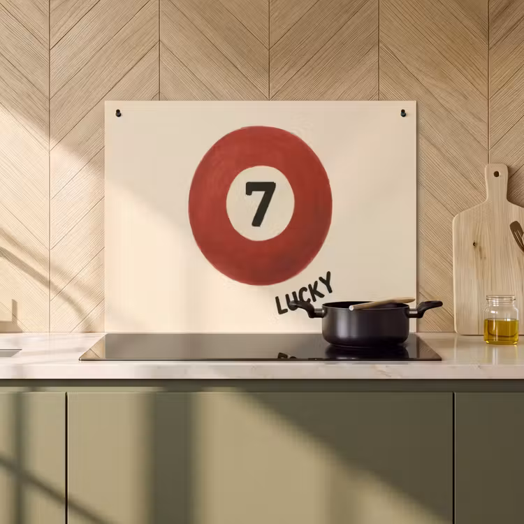 2-in-1 Herdabdeckplatte & Spritzschutz - Kreis - Sieben - Glücklich - Rot - Cirkel - Zeven - Lucky - Rood Inductie beschemer met haakjes klein