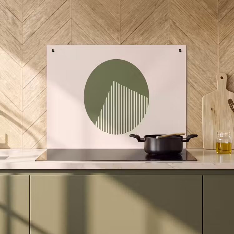 Cirkel - Strepen - Geometrisch - Abstract - Groen Inductie beschemer met haakjes klein -sfeer2