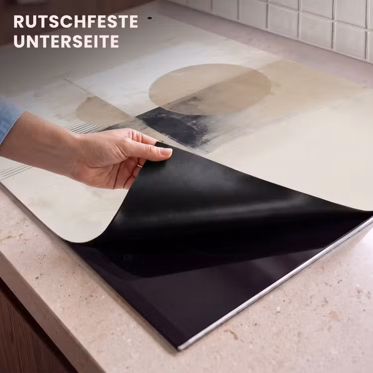 2-in-1 Herdabdeckplatte & Spritzschutz - Kreis - Zusammensetzung - Tiefe - Beige - Cirkel - Compositie - Diepte - Beige Inductie beschemer met haakjes klein